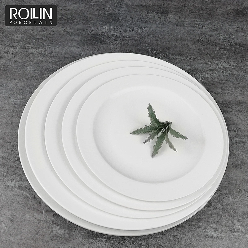 Wholesale good quality restaurant buffet dinner plate white hotel porcelain plates