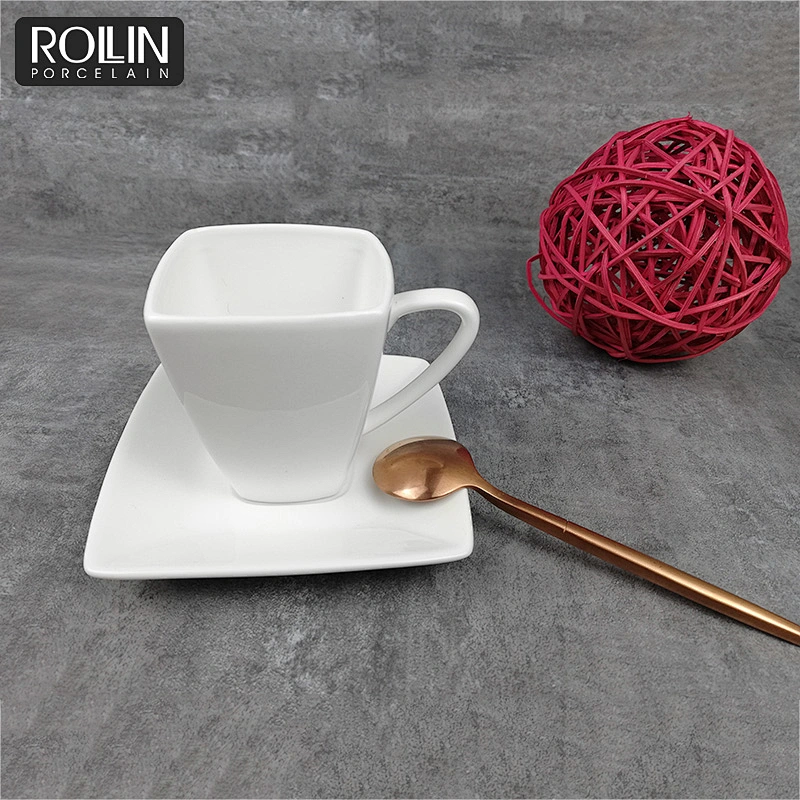 110ml square coffee cup&mug with saucer and customized logo