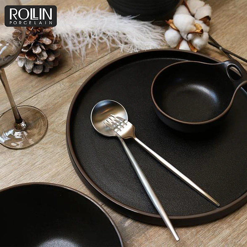 Wholesale colorful Oval  Plates Black Plates ceramic plates for hotel&restaurant