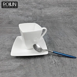 110ml square coffee cup&mug with saucer and customized logo