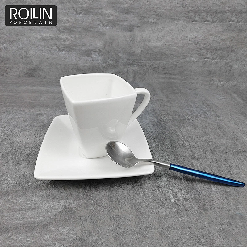 110ml square coffee cup&mug with saucer and customized logo