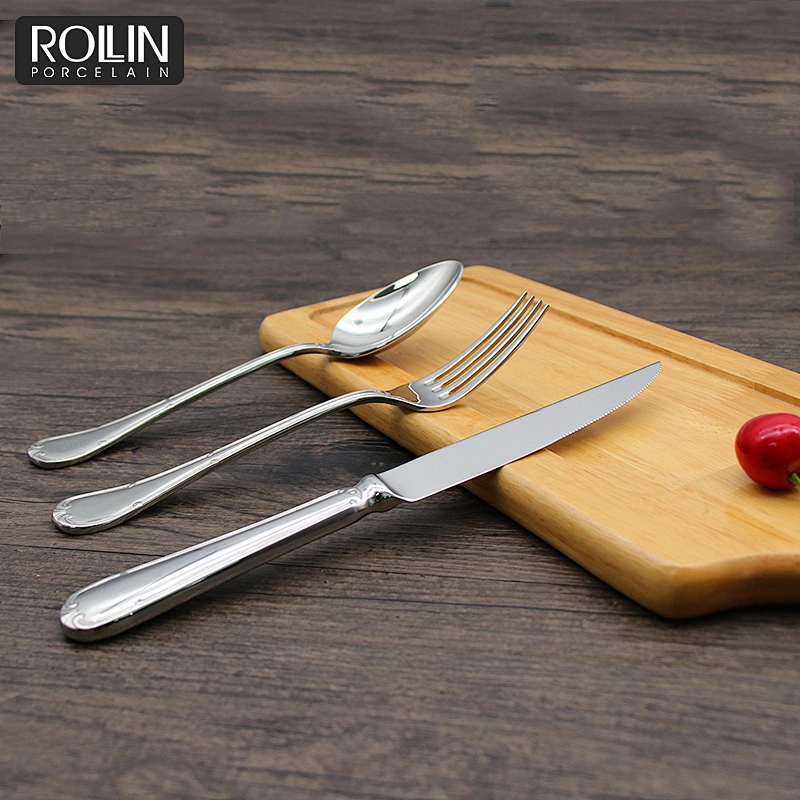 Restaurant Cheap Silver Flatware Set Dinner Spoons Forks and Knife Stainless Steel Cutlery