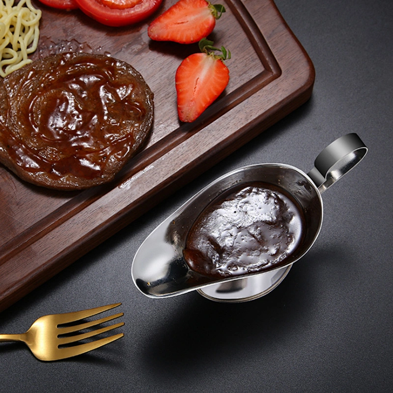 Western Restaurant Usage Stainless Steel Gravy Sauce Boat Serving Jug Thermal Sauce Container