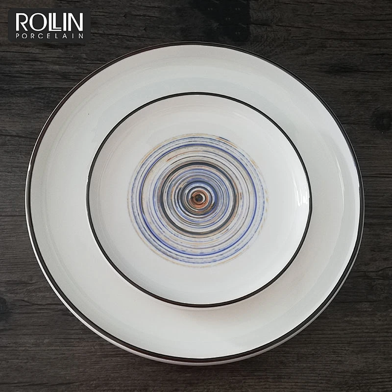 China Porcelain Tableware Round Ceramic Dinnerware Modern Plates