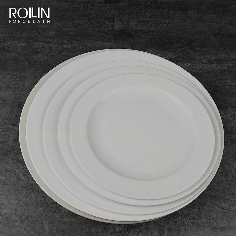 Wholesale good quality restaurant buffet dinner plate white hotel porcelain plates