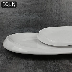 High quality porcelain restaurant plates melon seed shape food flat dinner plate white