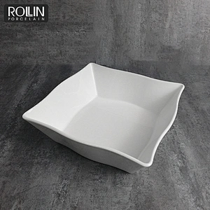 Chinese square white  porcelain ceramic soup bowl noodle bowl  dessert bowl