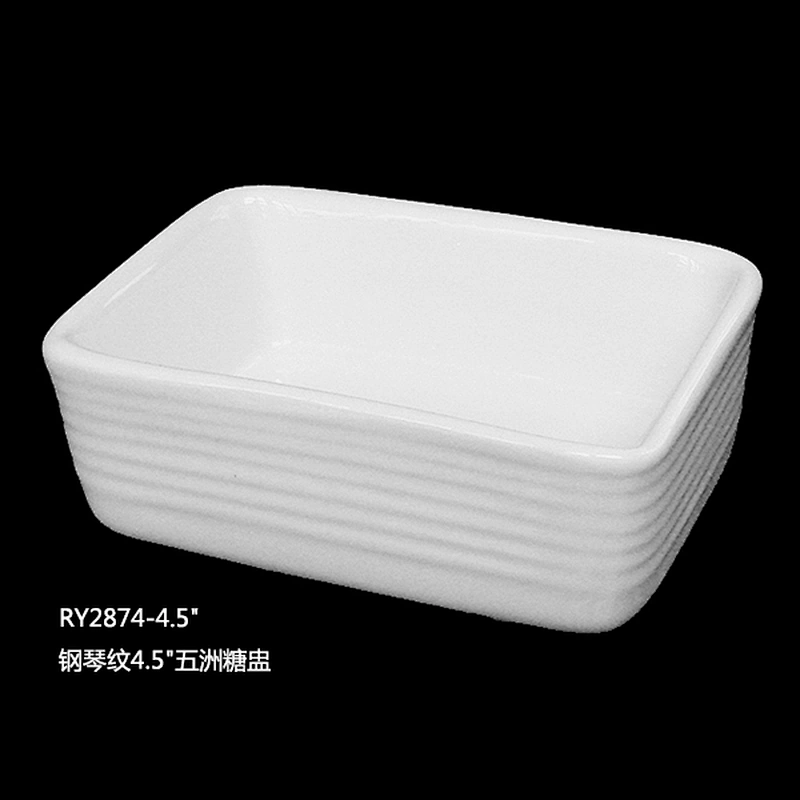 Stave lines style restaurant and hotel used porcelain ceramic rectangle Sugar Pot
