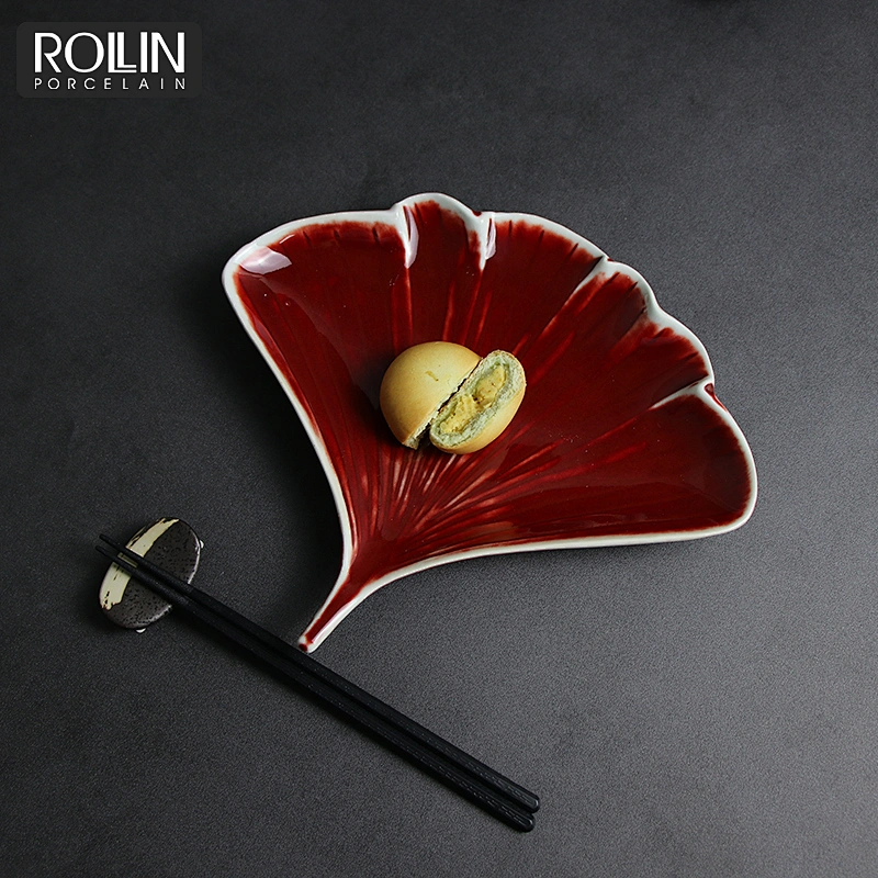 Leaf Shape dish Porcelain Dishes Glazed dessert Dishes