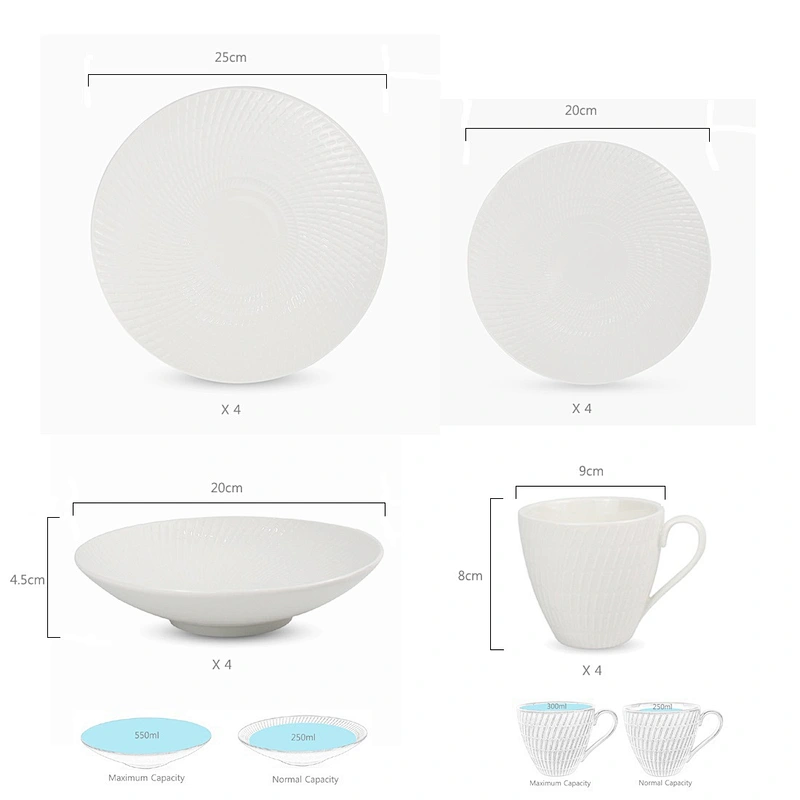 16 pcs Ceramic kitchen Dinner Dish sets Plate Rice Salad Noodles Bowl Soup Plate Set Ceramic Dinnerware dinner sets