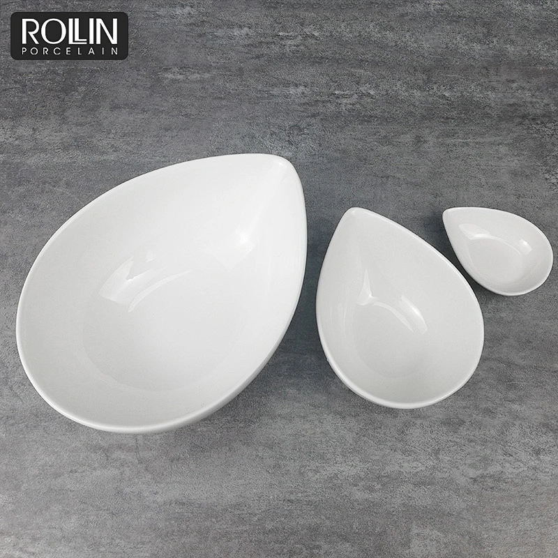 Wholesale high quality special shape white porcelain ceramic noodle bowl
