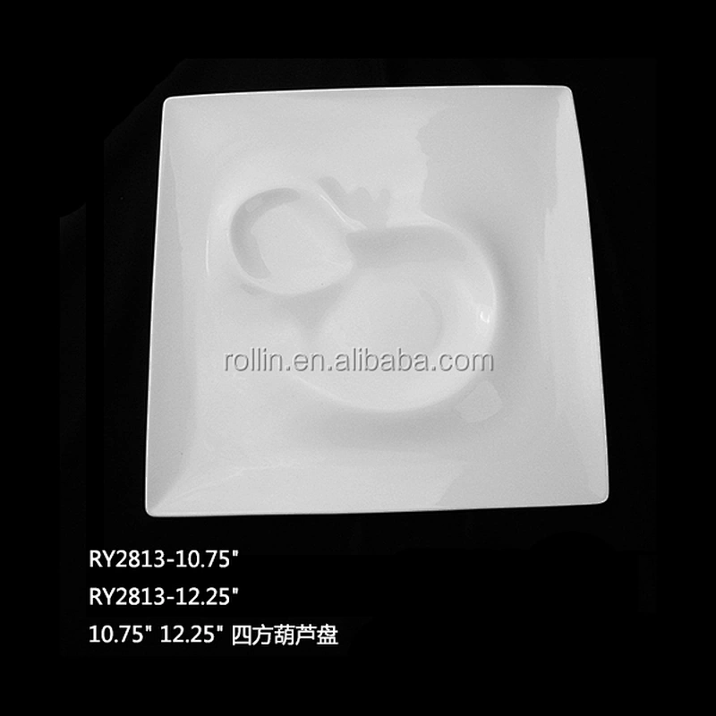 cheap square shape white porcelain dinner plate for restaurant/hotel