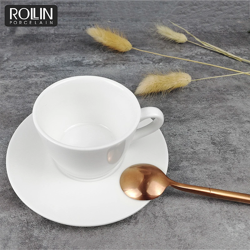 wholesale hotel&restaurant white ceramic tea cup porcelain espresso cup with saucer