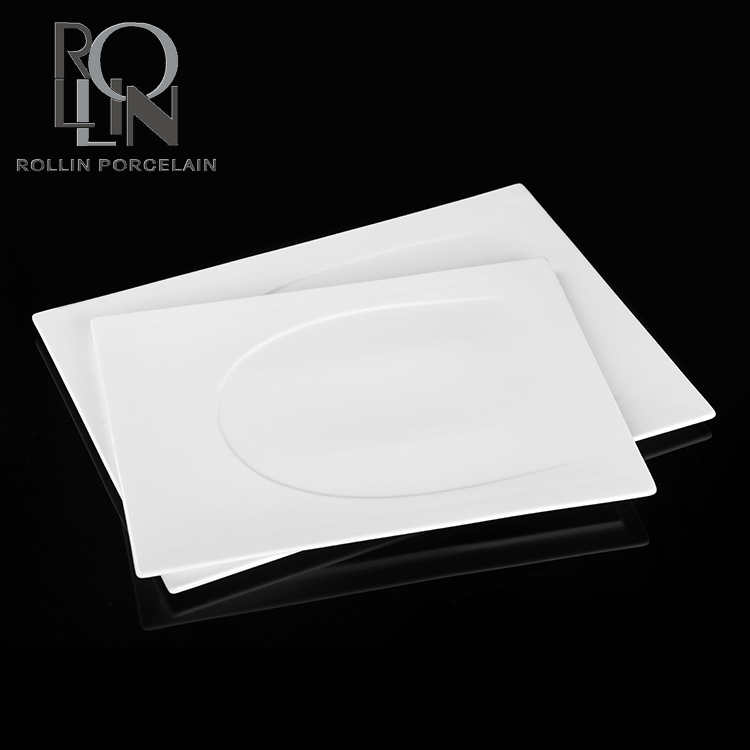 new design flat buffet plate sushi bread crokery plate special rectangle buffet plate