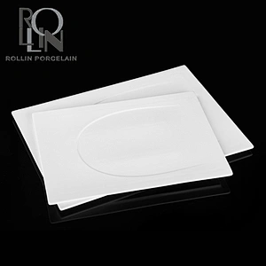 new design flat buffet plate sushi bread crokery plate special rectangle buffet plate
