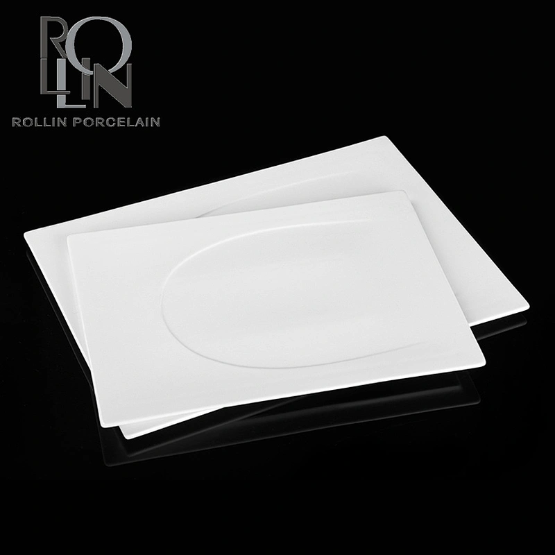 new design flat buffet plate sushi bread crokery plate special rectangle buffet plate