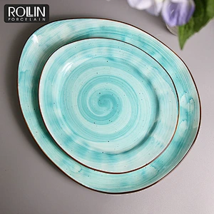 Blue dinner plates and bowl decal porcelain crackled glazed plates,wedding tableware*