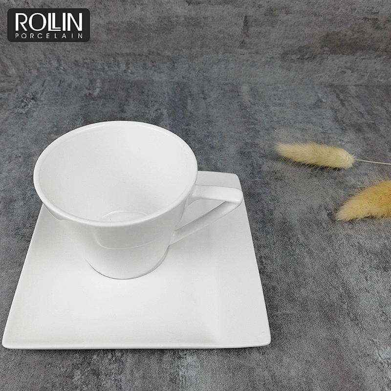 porcelain wholesale high quality coffee cup with square saucer