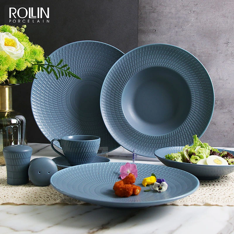 Glazed Dinnerware Porcelain Deep Plates Dinner Plates  for Restaurants