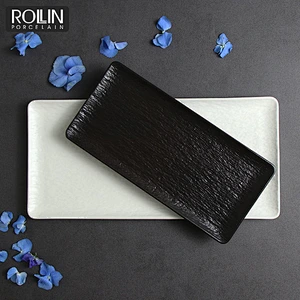 Black and White Colored Chinaware Porcelain Rectangular plates for Hotel and Restaurant