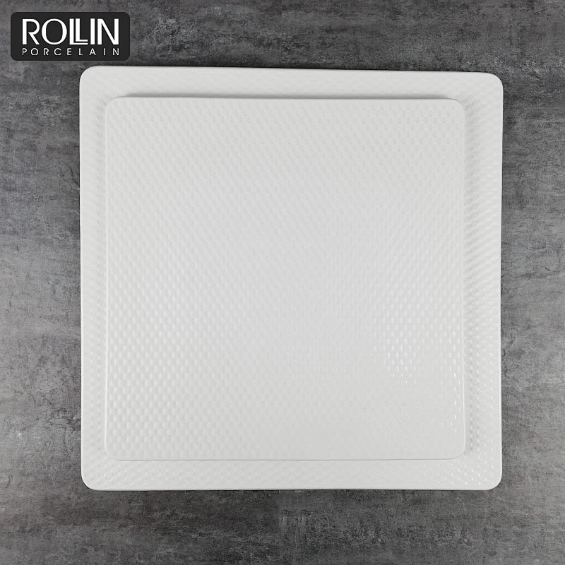 Wholesale different size square flat plates porcelain restaurant hotel square plate