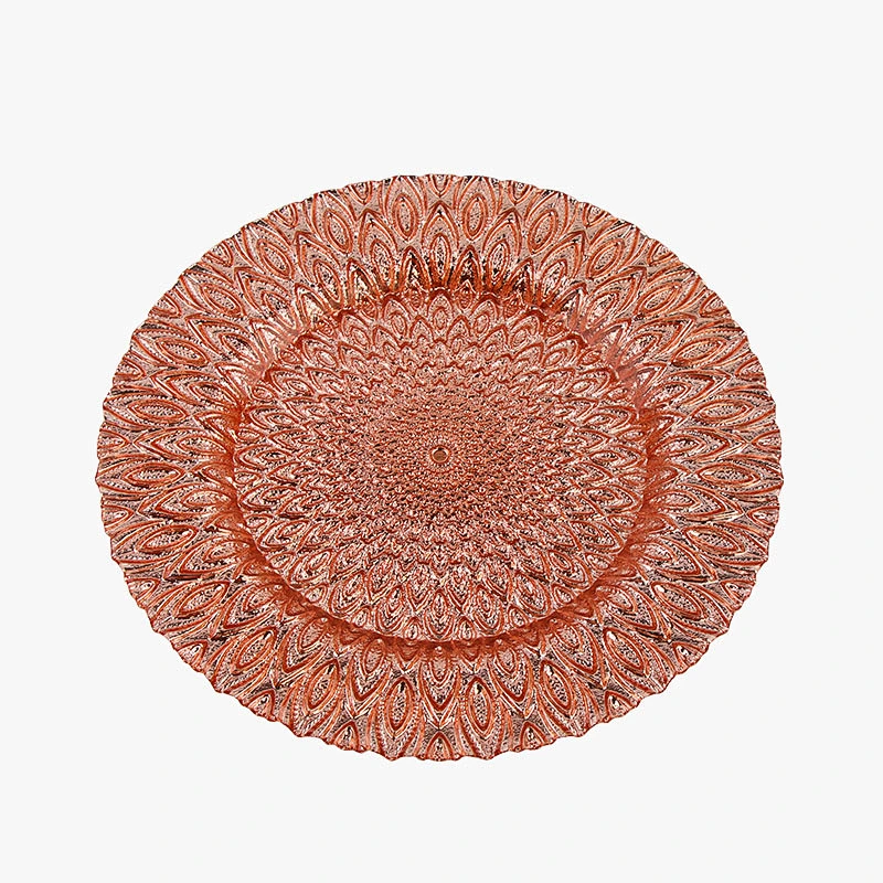 Wholesale fancy design wedding charger plates party fashion dinning tableware glass plates for reception event