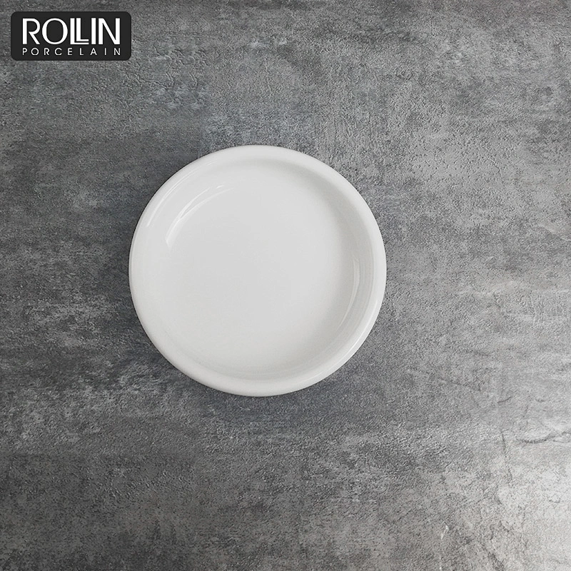 Hotel Restaurant Ceramic Porcelain Fine Bone China Small Round Thick Dinner Plates Sauce Dishes
