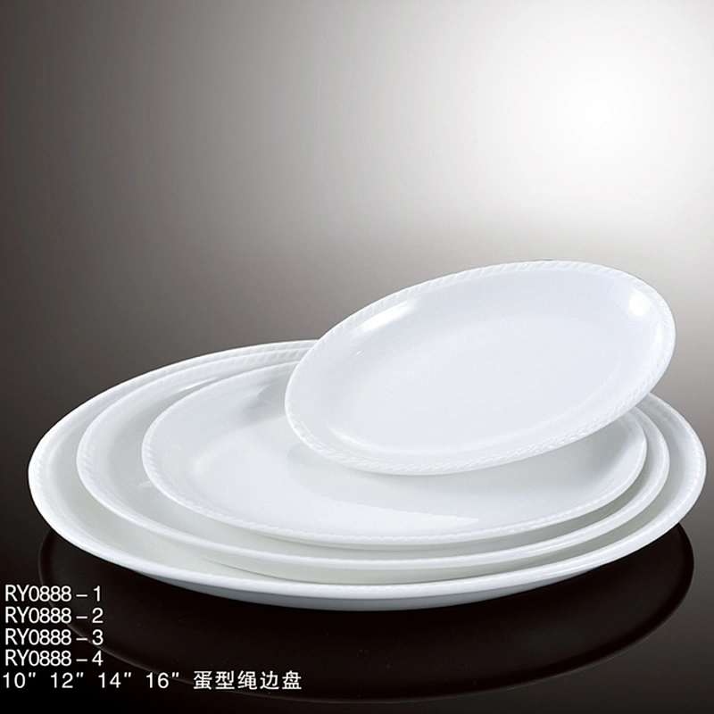 Wholesale high quality hot sale safe ceramic porcelain oval dinner plates white