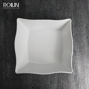 Chinese square white  porcelain ceramic soup bowl noodle bowl  dessert bowl
