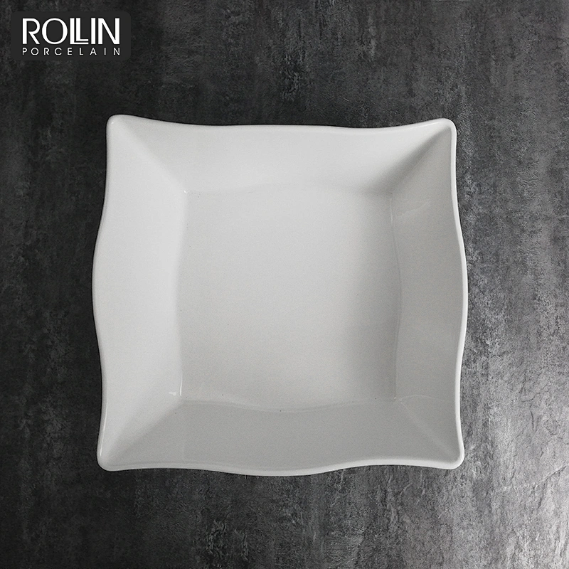Chinese square white  porcelain ceramic soup bowl noodle bowl  dessert bowl