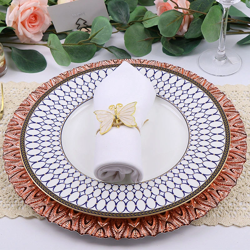 Wholesale fancy design wedding charger plates party fashion dinning tableware glass plates for reception event