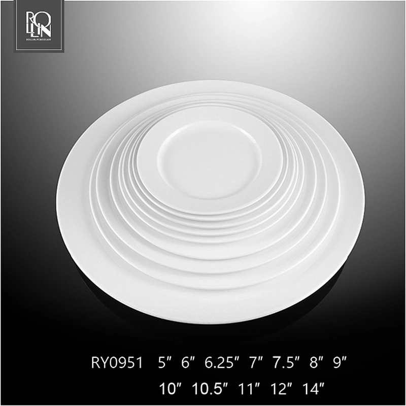 china supplier hotel hall event restaurant white cheap round porcelain ceramic 10'' dinner plate for catering