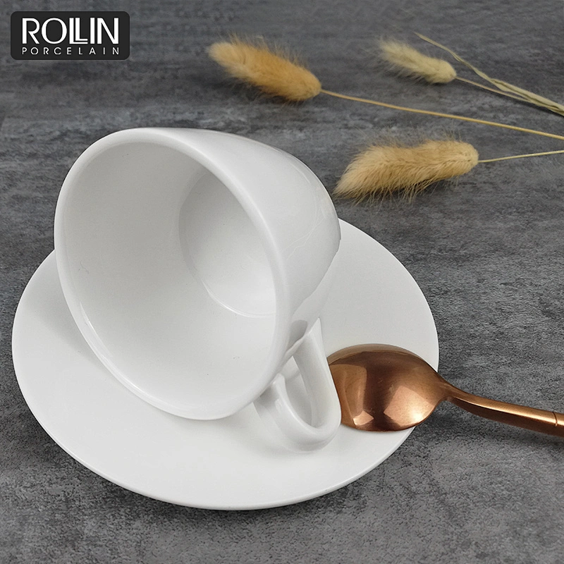 wholesale hotel&restaurant white ceramic tea cup porcelain espresso cup with saucer