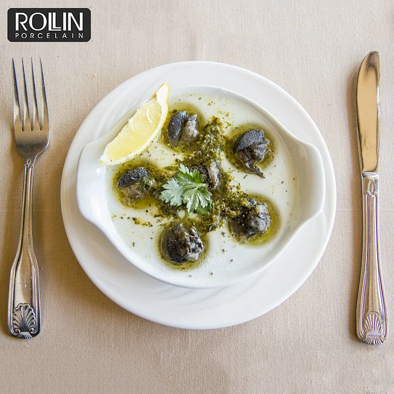 White Porcelain Escargot Serving Tray for Restaurant and home