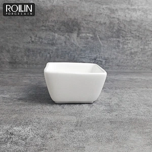 wholesale white custom porcelain ceramic dessert plate small deep square sauce dish