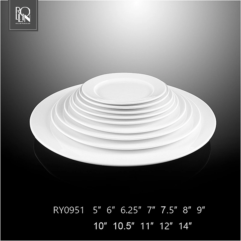 china supplier hotel hall event restaurant white cheap round porcelain ceramic 10'' dinner plate for catering