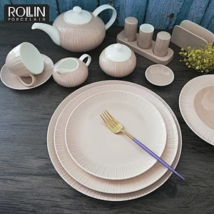 High quality western food hotel used colorful bone china dinner plate