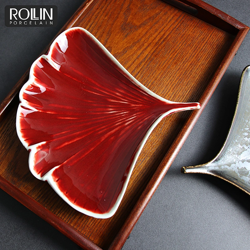 Leaf Shape dish Porcelain Dishes Glazed dessert Dishes