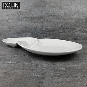 High quality 8  shape unique design custom hotel display plate serviceable porcelain  plates
