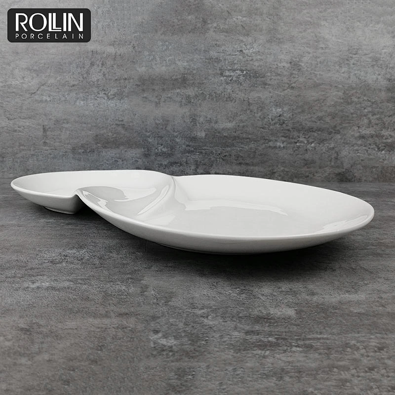 High quality 8  shape unique design custom hotel display plate serviceable porcelain  plates