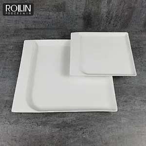 wholesale cheap porcelain square plate for daily use banquet hotel ceramic plate for hotel