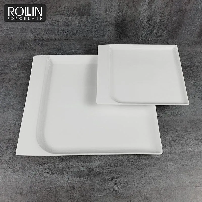 wholesale cheap porcelain square plate for daily use banquet hotel ceramic plate for hotel