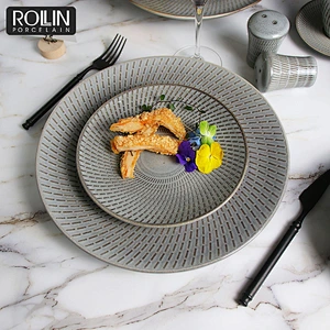 Kiln gray Porcelain Side Plates Dinner Plates for Hotel and Restaurants
