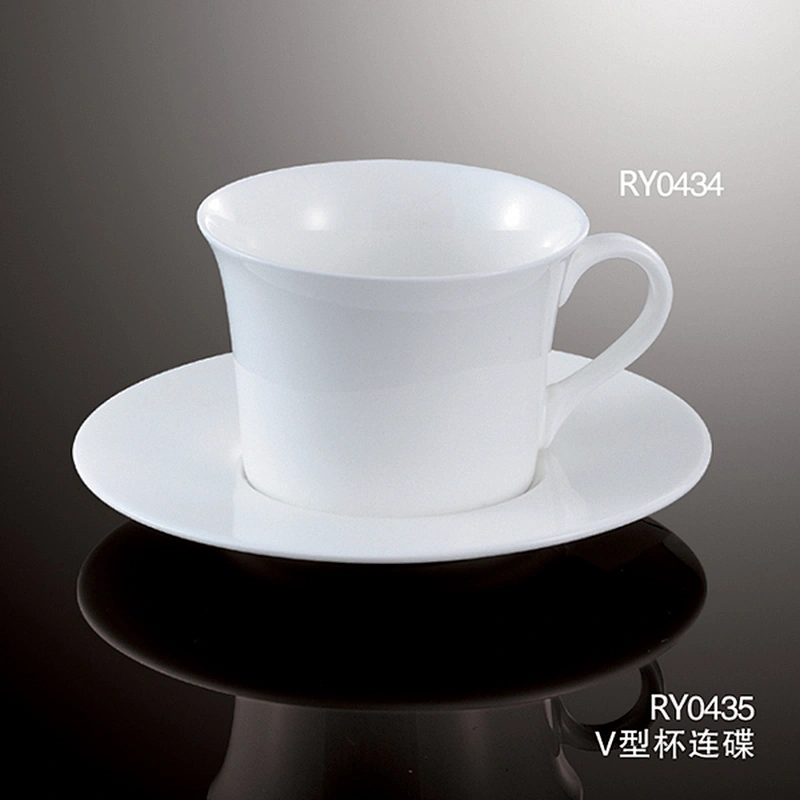 Custom logo ceramic coffee cappuccino espresso cup with saucer white porcelain coffee cup