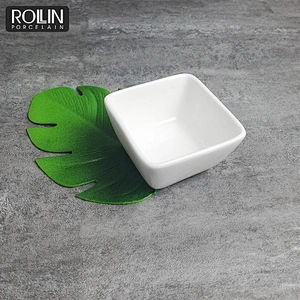 wholesale white custom porcelain ceramic dessert plate small deep square sauce dish