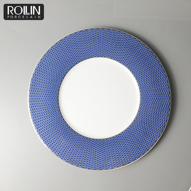 Blue Color Fine Bone China Charge Plates for Wedding and Banquet