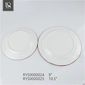 OEM/ODM  round coloured glaze coffee color edge porcelain ceramic plate for restaurant