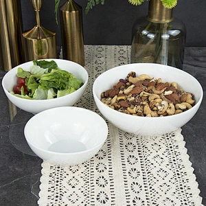 White Ceramic Cereal Bowls Round Ceramic White Porcelain Bowls Household Dinner Serving Salad Custard Soups Rice Bowl