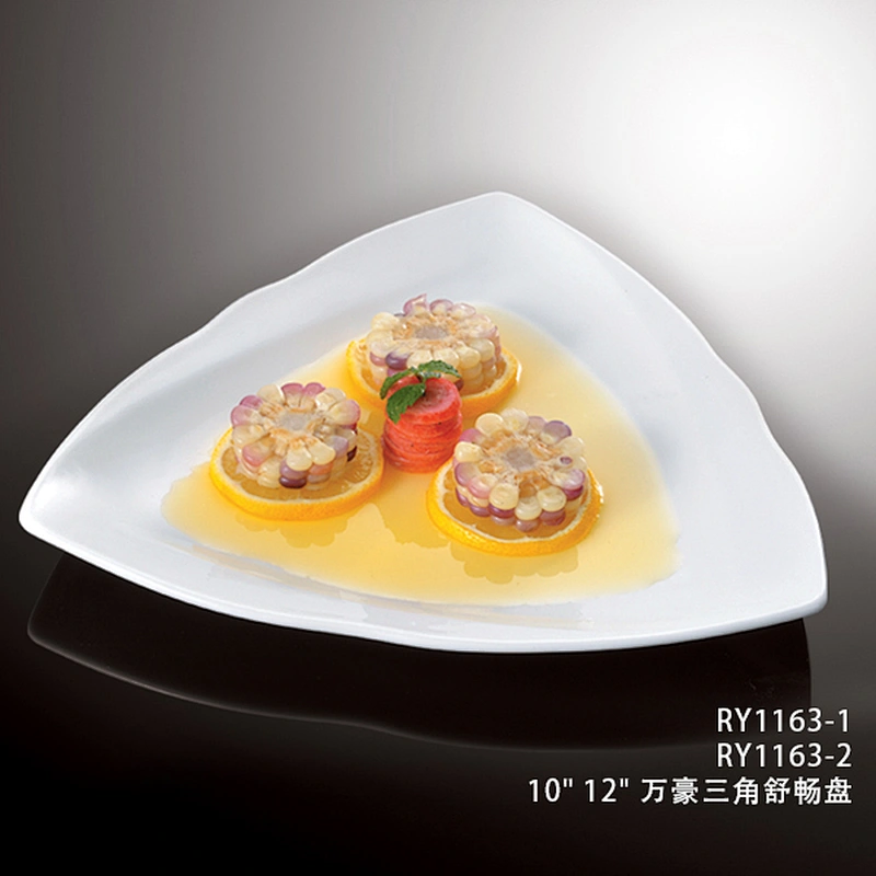 Fashion special design triangle shape white plate restaurant crockery dinner plate ceramic serving plates