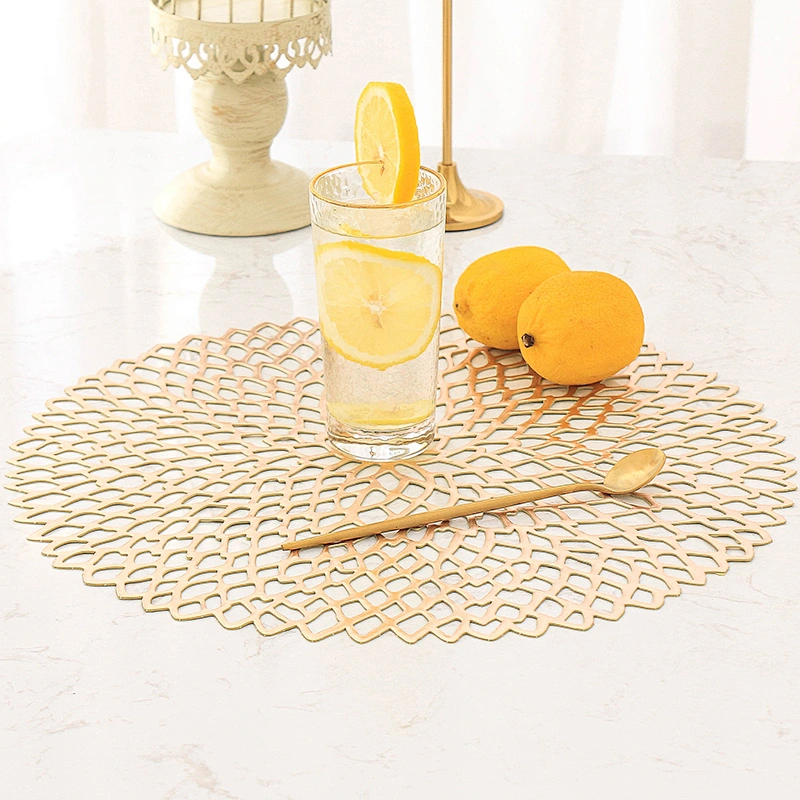 Mats & Pads Hot Sale Washable Placemats Hollow Round Table mats round pvc placemats